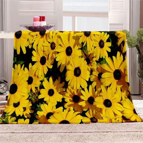 SJSXWQN Kuscheldecke Gelbe Chrysantheme Kuscheldecke Flauschig für Couch und Bett Weich Warme Mikrofaser Wohndecke Fleecedecke als Tagesdecke Sofadecke Couchdecke - 150x200 cm