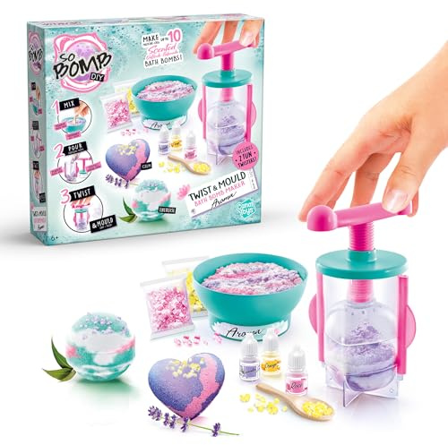 Canal Toys - Aroma Twist & Mold Badebombenmacher – DIY Badebomben Set für Kinder ab 6 Jahren – Bis zu 10 duftende Badekugeln in Herz & Rund – Farben, Düfte & Salzkristalle – BBD 044