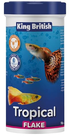 King British – Tropical Fish Flake 55g – Multi-Vitamin Complete Food – Clear Water Formula Natural Ingredients – For Tropical & Other Aquarium Fish