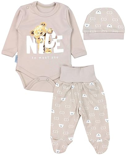 TupTam Baby Set mit Langarmbody, Hose & Mütze – 3-teilig