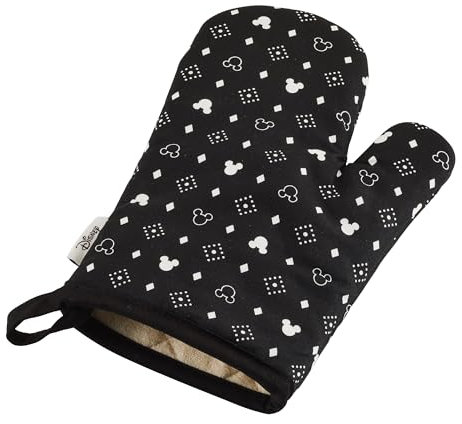 Prestige Disney Monochrome Mickey Mouse Single Oven Mitt with Hanging Loop, 26cm x 18cm, Black & White