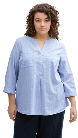 TOM TAILOR Damen 1046012 Bluse, 37522-Blue Chambray Design, 52