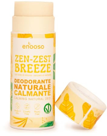 Enooso - Deodorante Naturale Ascelle Solido LIMONE e ZENZERO Calmante, Antiodore e Vegano, Deodorante Senza Alluminio o Bicarbonato, Nichel Tested, Deodorante Solido Made in Italy, 55ml