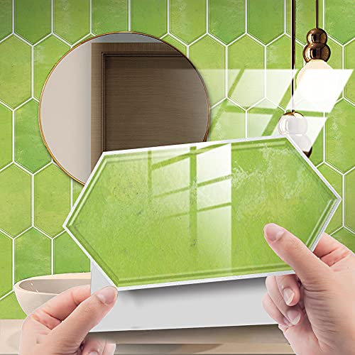 Fliesenaufkleber Grün Selbstklebende Klebefliesen, Wandfliesen Aufkleber,Wasserdicht Fliesensticker Fur Kuche Badezimmer Dekorative Stickerfliesen,Wohnzimmer Dekoration