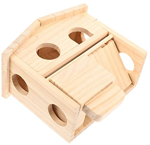 INOOMP Nagerhaus Chinchilla Kleintierkäfig Zubehör Doppelschichtiges Hamster Schloss Aus Holz Warmes Nest Zum Schlafen Und Spielen Für Kleine Haustiere Mit Leichter Reinigung
