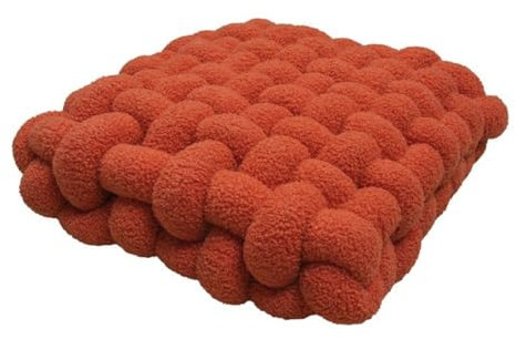 champracer Handgewebtes Sofa Rücken Extra Dicke Sitzauflagen Knotenkugelkissen KnotenKissen Zierkissen Knoten für Gewebtes sitzkissen Bodenkissen Plüschkissen für Wohnzimmer (40 * 40 * 12CM,Orange)
