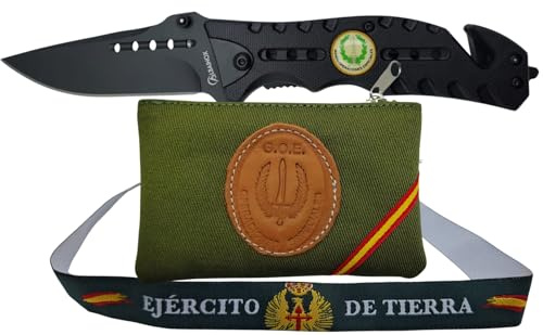 Planta Color Pack Militar GOE – Navaja Multiusos + Monedero de Tela con Escudo + Pulsera Bordada Ejército de Tierra | Diseño Exclusivo | Regalo para Militares y Amantes de la Aventura (GOE Impresa)