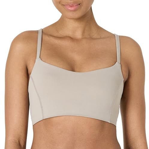 Amazon Essentials Sujetador Deportivo FormFlex para Yoga, Suave y Ligero, con Cuello en Forma de Corazón Mujer, Gris Topo, L