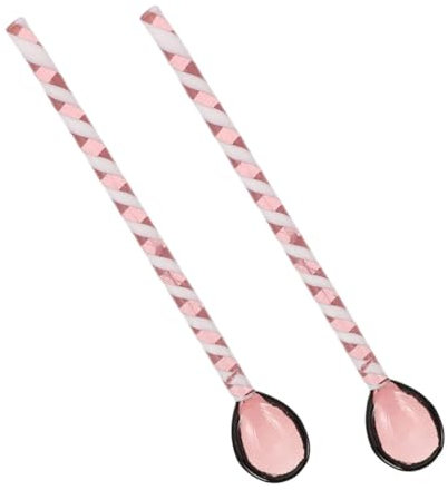 Cabilock 2piezas Cuchara De Café De Vidrio Coloreado Cucharas Para Té Helados y Bebidas Frías Para Sal Azúcar y Cócteles