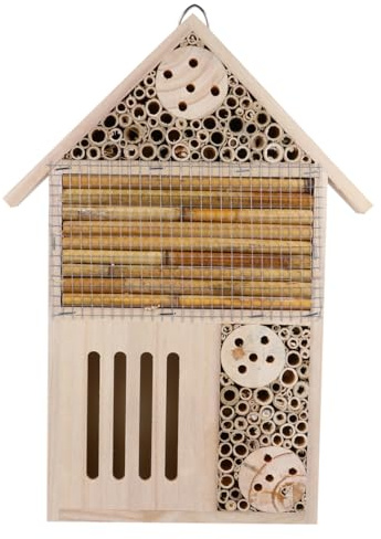 Milisten Holz Insektenhaus Insektenbox Zum Aufhängen Für Marienkäfer Bienen Schmetterlinge Insekten Mit Stabilen Aufhängevorrichtung Für Garten Und Außenbereich