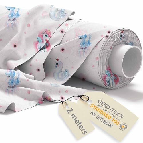 DreamRoots Stoffa cotone al metro - Tessuti a metraggio bambini - Tessuto al metro - Tessuto cotone - Stoffe per cucito creativo 160cm x 2M