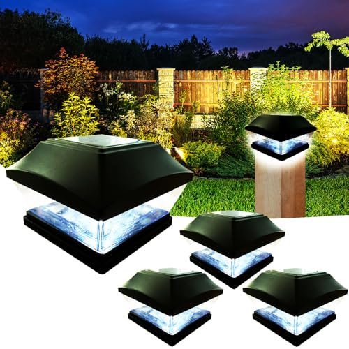 XVZ Luces solares de poste, 4PCS IP65 impermeable lámparas solares para exteriores, luces LED solares, decoración de jardín para jardín, terraza, valla, postes de madera - Negro