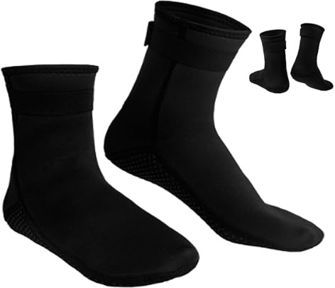 Zeaying 3 mm neoprenstrumpor, strandvolleyboll, strumpor, simstrumpor, dykstrumpor, neoprenstrumpor med kardborreband, unisex, för snorkling, surfing, segling, vattensporter, Xl, svart