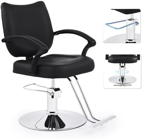 CO-Z Sillón de Peluquería Silla de Peluquería Moderna con Giratorio 360° y Altura Ajustable 15cm Bomba Hidráulica Capacidad 250kg para Peluquería Salón de Belleza Tatuajes