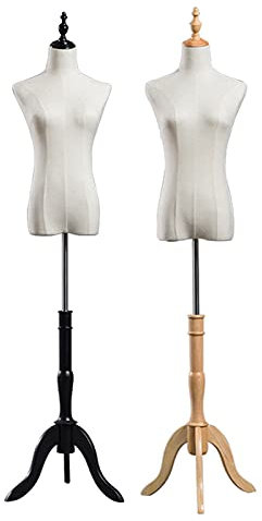 BZGPMFUD Schaufensterpuppe Weiblicher Torso, Schneiderpuppe for Frauen mit dreibeinigem Holzständer, Schaufensterregal for Geschäfte, gebraucht