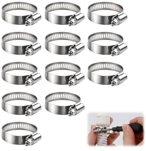12PCS Schlauchschellen Edelstahl 21-44mm, Schlauchschellen Set Edelstahl Schellen, Verstellbare Schellen Schlauchklemmen Für Rohr Und Schlauch Zum Teich, Garten, Pool Oder Waschmaschine