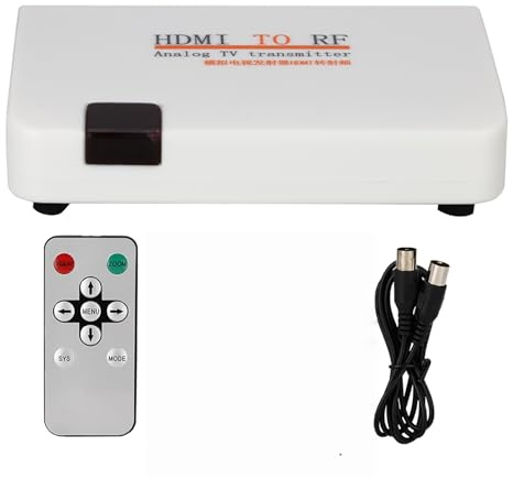 XUMIUZIY Modulatore da HDMI a RF, Adattatore VHF Convertitore Coassiale del Modulatore RF HDMI con Cavo di Tipo F Maschio, Video Digitale HD per Coassiale (Spina europea)