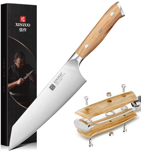 XINZUO 14,8cm Kiritsuke Kochmesser Deutschem 1.4116 Edelstahl Küchenmesser Profi Chefmesser Scharfe Klinge -Ergonomisches Griff aus Olivenholz -für Fleisch, Fisch, Obst und Gemüse -mit Geschenkbox