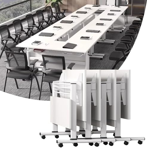 Baodiale Klappbarer Konferenztisch, faltbares Konferenztisch-Set mit Rädern, Moderne rechteckige Mobile Besprechungstische für Büroschulungen und Klassenzimmer, stapelbares und platzsparendes Design