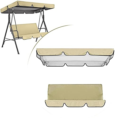 Replacement Canopy for Hollywood Swing Universal 2/3Seater Garden Swing Cover with Cushion Covers Waterproof/UVResistant 210D SilverCoated Oxford Fabric