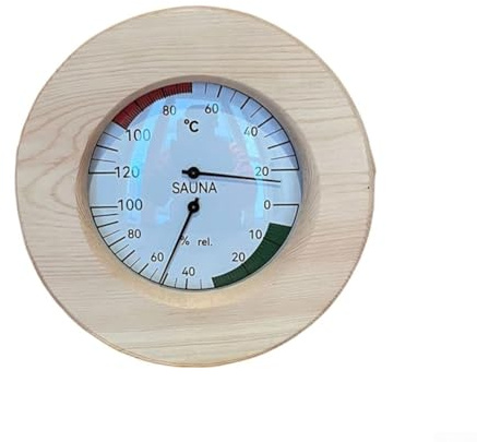 Honseadek Accesorios para sauna, termómetro higrómetro, mesa de madera