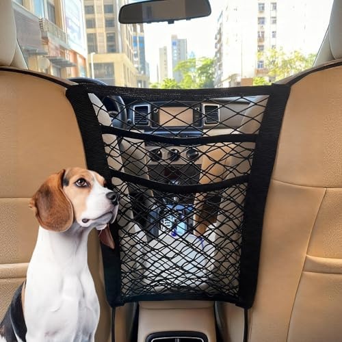 Filet de Coffre Voiture 3 Couches pour siège arrière Filet de Rangement Extensible Universel SUV Fourgon Camping Car Organisateur Auto pour Animaux et Bagages
