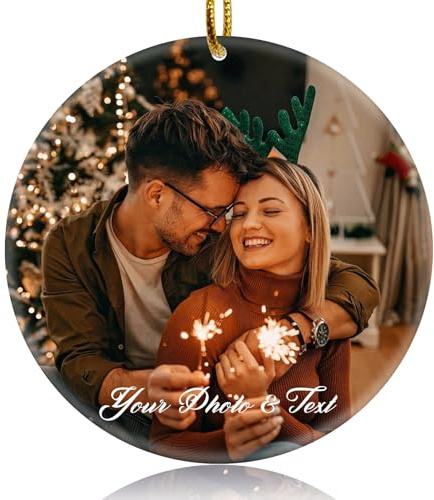 Personalisierte Weihnachtskugeln 2025,Individuelle Runde Acryldekorationen mit Fotos und Text,Beidseitiger Druck,2025,Geschenke für Familie, Vater, Mutter, Hochzeit, Paar.