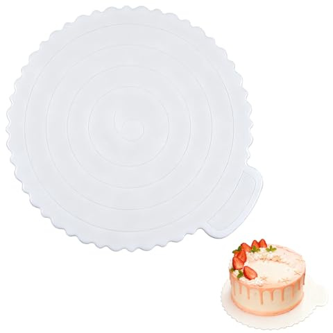 SEABABOO Supporti per Torte Tondi Bianco, Ø 20 CM Vassoio Torta Rotondo in Plastica con Manico, Riutilizzabile Cake Board per Fare, la Conservazione e il Trasporto di Torte e Dessert, 1 Pezzo (6in)