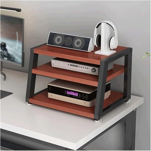 KUddYYKi Audio Rack 2/3/4 Tier Stereo Rack Audio Equipment Rack Wooden Audio Rack Cabinet Open Trapezoidal HiFi Rack Strong Stereo Shelf(Brown,45x35x35.5cm)