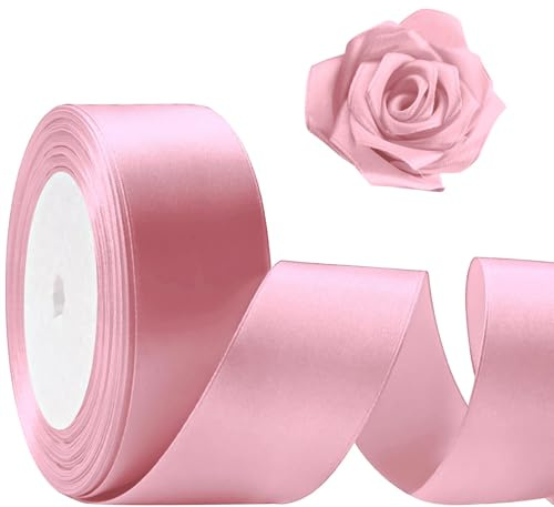 Nastro Raso Rosa Largo 4 cm, Nastro Regalo Rosa, Nastri a Fiocco, Nastri Decorativo per Regali per San Valentino, Compleanno, Matrimonio, DIY
