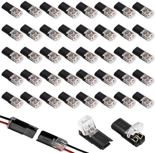 XIYING 40 Pcs Waterproof Wire Connectors, 12v 2-Pinwire Connectors, Quick 12v Automotive Crimp Connector for 18-22 Awg Wires, Plug-In Cable Terminals for Trucks and Cars