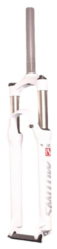 LHHL VTT Fourche Suspension pour Vélo 26/27,5 Pouces Pression D'huile Tube Droit 1-1/8 Voyage 100 Mm Axe 9mmQR Fourche Avant Vélo(White,26in)