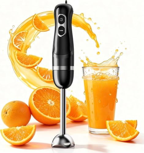 BESROY Batidora de Mano 1100W de Acero Inoxidable, Batidora Eléctrica con 2 Velocidades y Turbo, Apta para Lavavajillas, para Smoothies y Sopas, Negro Oscuro
