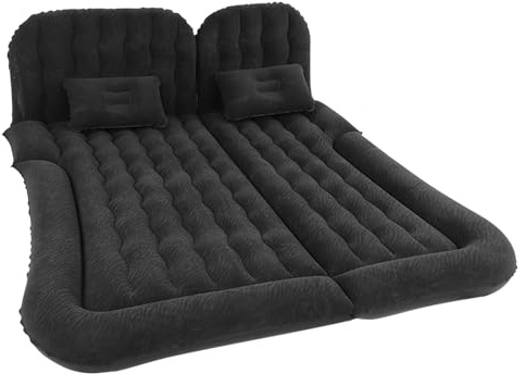 bilsäng Campingsäng Uppblåsbar bilsäng Uppblåsbar resemadrass | Flockande mjuk sovdyna(Black)