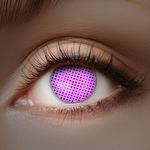 Zoelibat farbige Kontaktlinsen Pink ohne Stärke, Flash Pink Screen, 1 Paar Linsen für 1 Monate, weiche Monatslinsen für Halloween, Karneval und Fasching