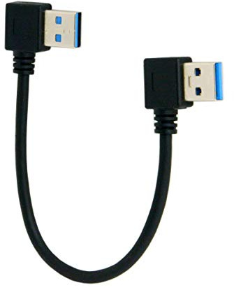 cablecc USB 3.0 Type A Male 90 Degree Left Angled to USB 3.0 A Type Right Angled Extension Cable