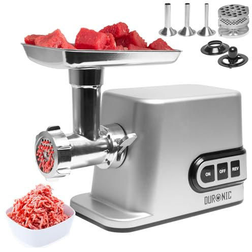 Duronic Meat Grinder MG301, Electric Meat Mincer Machine, Sausage Maker and Kibbeh Maker, Grinder Mixer for Food, Meat, Fish, Vegetables, Kebabs at Home, Stainless Steel Plates