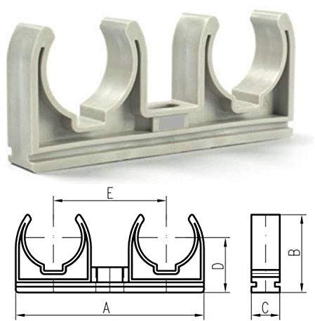 chud 50x Doppel Rohrclip 32mm Rohrklemme Rohrhalter Clipser Rohrschelle Klemmschelle Grau
