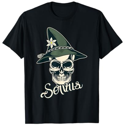 Servus Dialekt - Totenkopf mit Edelweiß - Wanderer Bayern T-Shirt
