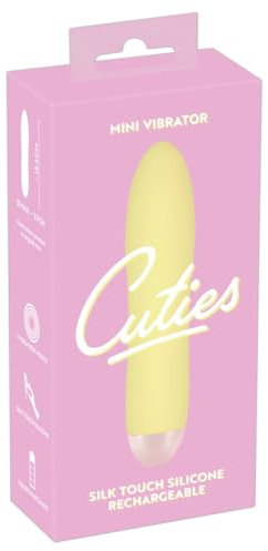 Cuties Mini-Vibrator Yellow - gefühlsintensiver Vibro-Stab für Frauen und Männer, 7 Vibrationsmodi, klein, diskret, für unterwegs, wasserdicht, gelb