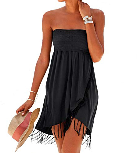 JLTPH Mujer Vestido de Playa Verano Elegante Fiesta Ocio Pecho sin Tirantes Palabra Sexy Vestido de Fiesta Mujer Vestidos de Fiesta para Bodas Casual