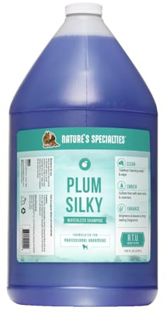 Nature's Specialties Plum Silky Waterless Foam Hundeshampoo - Trockenshampoo - Sanftes Schäumendes Gesichtswasser für Hunde - Tiefenreinigung & Pflege - Farbverstärkendes Shampoo, 3.8L
