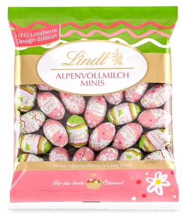 Lindt Schokolade Deko Edition Mini Eier | 180 g Beutel | Fröhlich-bunt verpackte Premium Vollmilch Schokoladeneier zu Ostern | Osterschokolade | Schokoladengeschenk