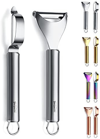 Berglander Pelapatate per verdure 2 pezzi, durevoli e affilati pelapatate in acciaio inossidabile per la cucina, accessori da picnic, lavabili in lavastoviglie