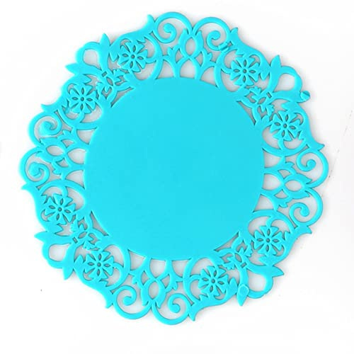 Egurs Runde Untersetzer aus PVC 15cm Waschbar Tischset Tisch Deckchen Deko für Töpfe, Pfannen, Teller, Gläser, Schüsseln und Vasen blau