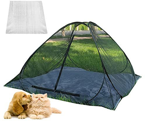 LVLONG Katzenzelt Outdoor-Katzengehege für Hauskatzen, Großes Schwarzes Zusammenklappbares Katzenlaufstall-Haustierzelt, für Katzen Kaninchen Meerschweinchen Frettchen, 2m×2m
