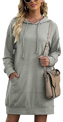 Sudadera con Capucha Señoras Mujer Sudadera Larga con Capucha Hoodie Pullover Casual Otoño Invierno Jersey Sudadera Vestido con Bolsillo