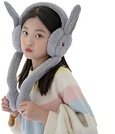 ITODA Winter Ear Muffs Unisex Ear Moving Bunny Earmuffs Windproof Plush Cute Ear Muffs Ear Warmers Soft Warm Ear Wrap Cold Weather Accessory for Adult Kids Boys Girls