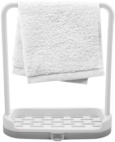 Soporte para esponja de cocina, soporte para paño de cocina, soporte para esponja, estante de plástico para colgar paños de cocina, organizador para fregadero de cocina, soporte para esponja(Gris)