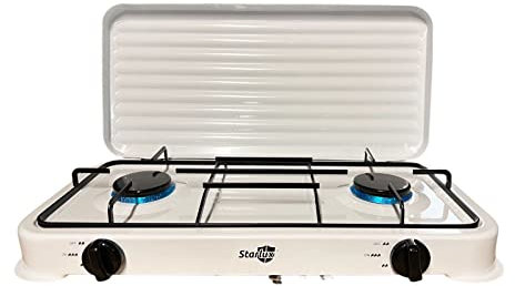 SAB MCR LTD Starlux Portable Double Gas Stove Burner Outdoor Camping Cooker LPG 4kW Cover